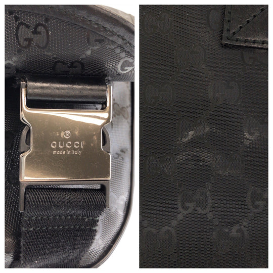 GUCCI Shoulder Bag PVC black Shoulder Bag Messenger bag GG implementation Women Used Authentic