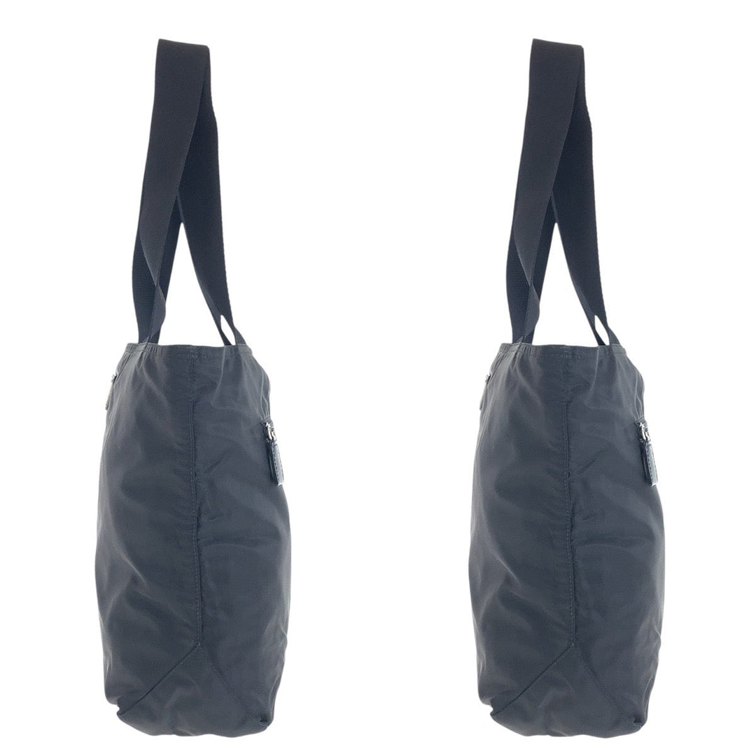 PRADA Tote Bag Nylon black Tote Bag Shoulder Bag Test Triangle With logo Women Used Authentic