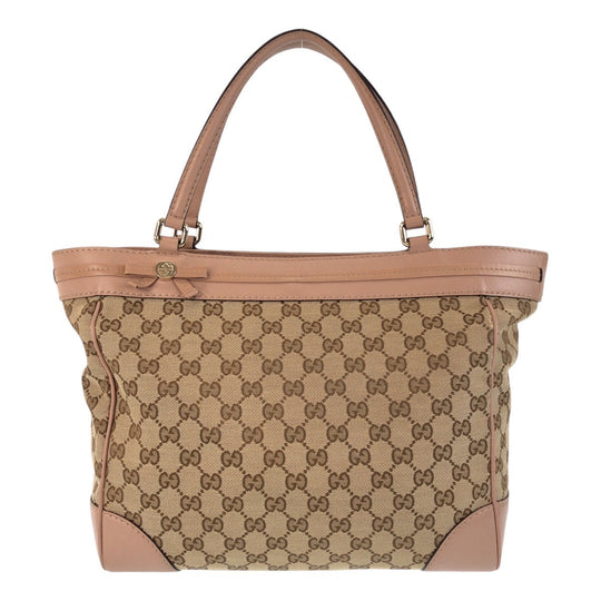 GUCCI Tote Bag 257061 GG canvas, leather beige Tote Bag Shoulder Bag Mayfair Women Used Authentic
