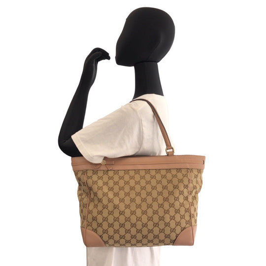 GUCCI Tote Bag 257061 GG canvas, leather beige Tote Bag Shoulder Bag Mayfair Women Used Authentic