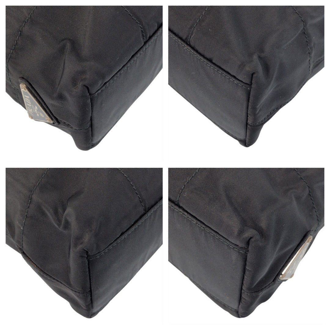 PRADA Tote Bag Nylon, Plastic black Tote Bag Shoulder Bag Test Triangle With logo Women Used Authentic