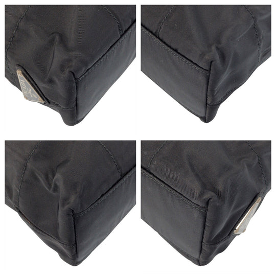 PRADA Tote Bag Nylon, Plastic black Tote Bag Shoulder Bag Test Triangle With logo Women Used Authentic