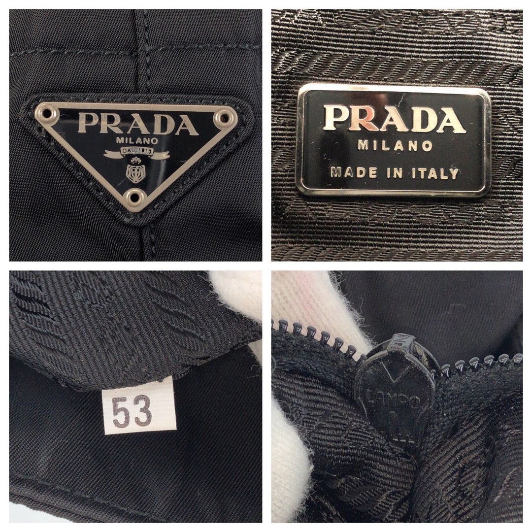 PRADA Tote Bag Nylon, Plastic black Tote Bag Shoulder Bag Test Triangle With logo Women Used Authentic