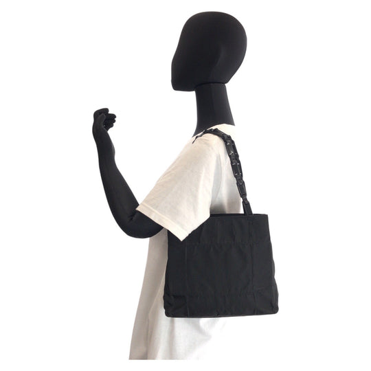 PRADA Tote Bag Nylon, Plastic black Tote Bag Shoulder Bag Test Triangle With logo Women Used Authentic