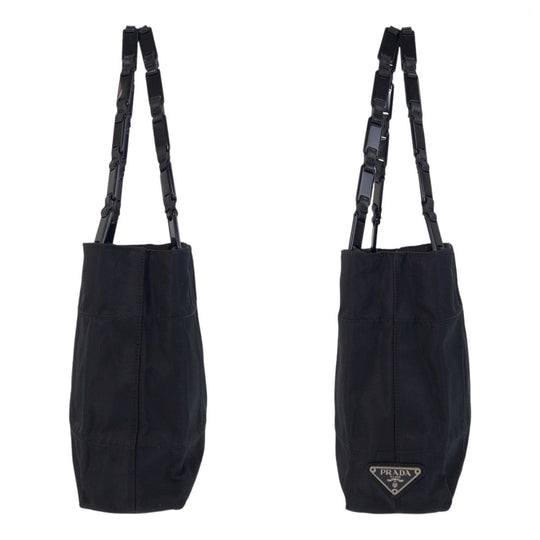 PRADA Tote Bag Nylon, Plastic black Tote Bag Shoulder Bag Test Triangle With logo Women Used Authentic