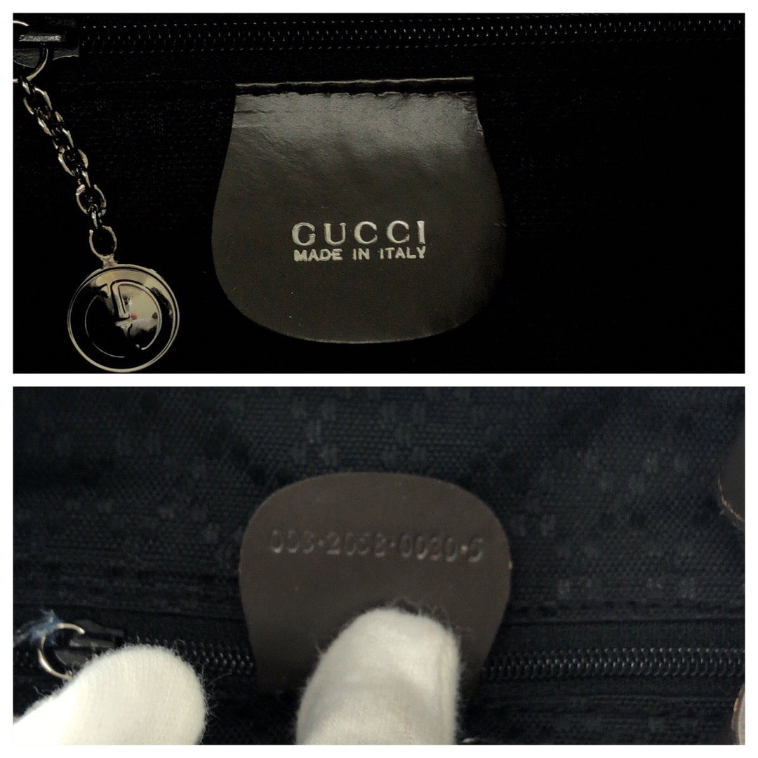 GUCCI Backpack 003 2058 Nylon Khaki Brown SilverMetal Backpack Backpack Bamboo Old Gucci Women Used Authentic