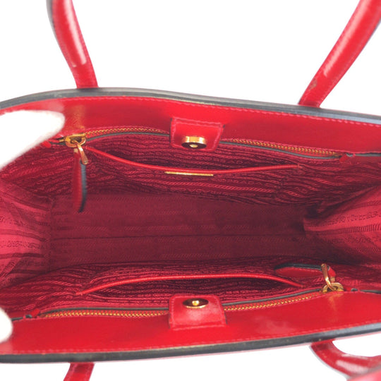 PRADA Tote Bag leather Red Gold Metal Safiano