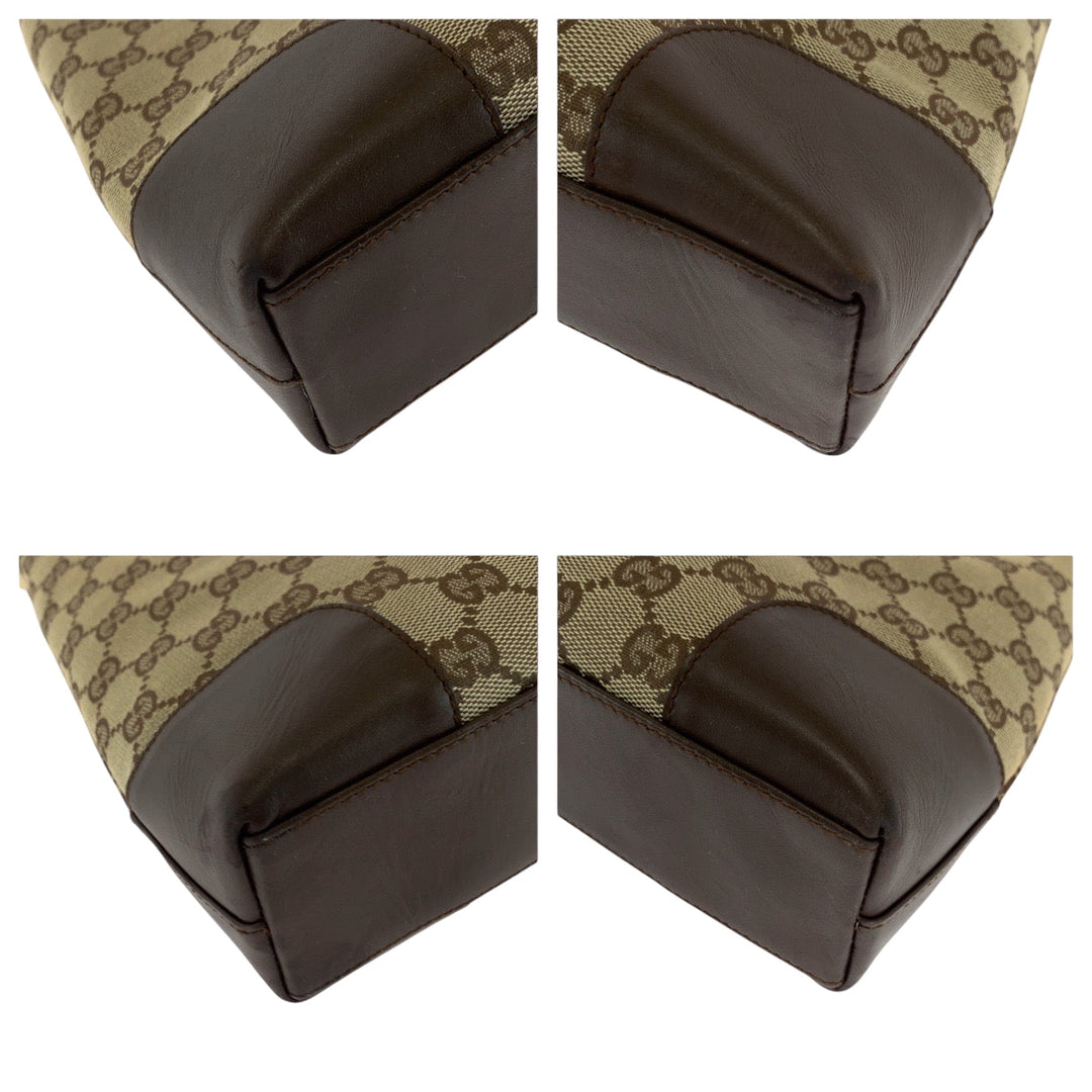 GUCCI Shoulder Bag 001 4231 GG canvas Brown Beige Gold Metal One Shoulder Bag Women Used Authentic