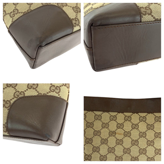 GUCCI Shoulder Bag 001 4231 GG canvas Brown Beige Gold Metal One Shoulder Bag Women Used Authentic