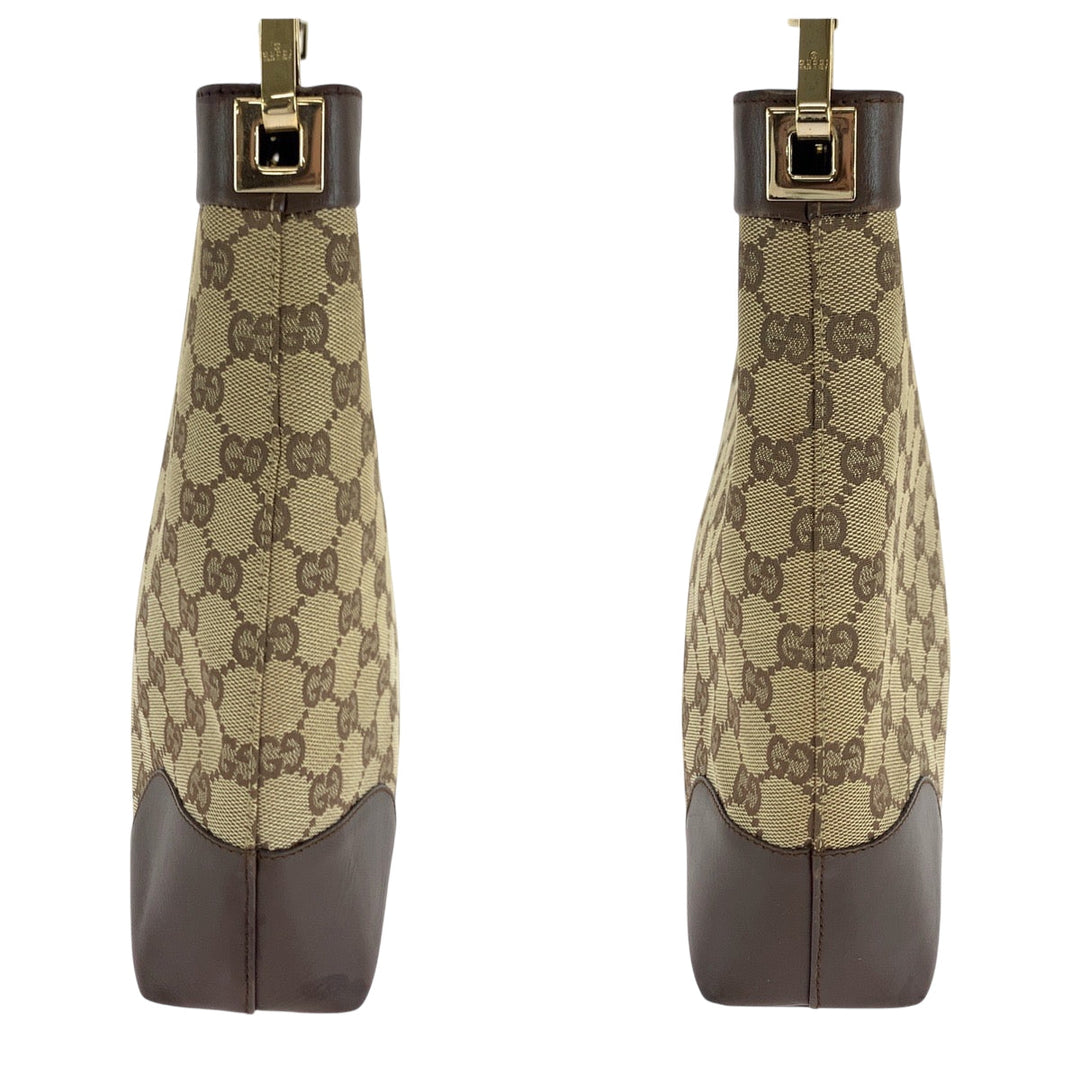 GUCCI Shoulder Bag 001 4231 GG canvas Brown Beige Gold Metal One Shoulder Bag Women Used Authentic