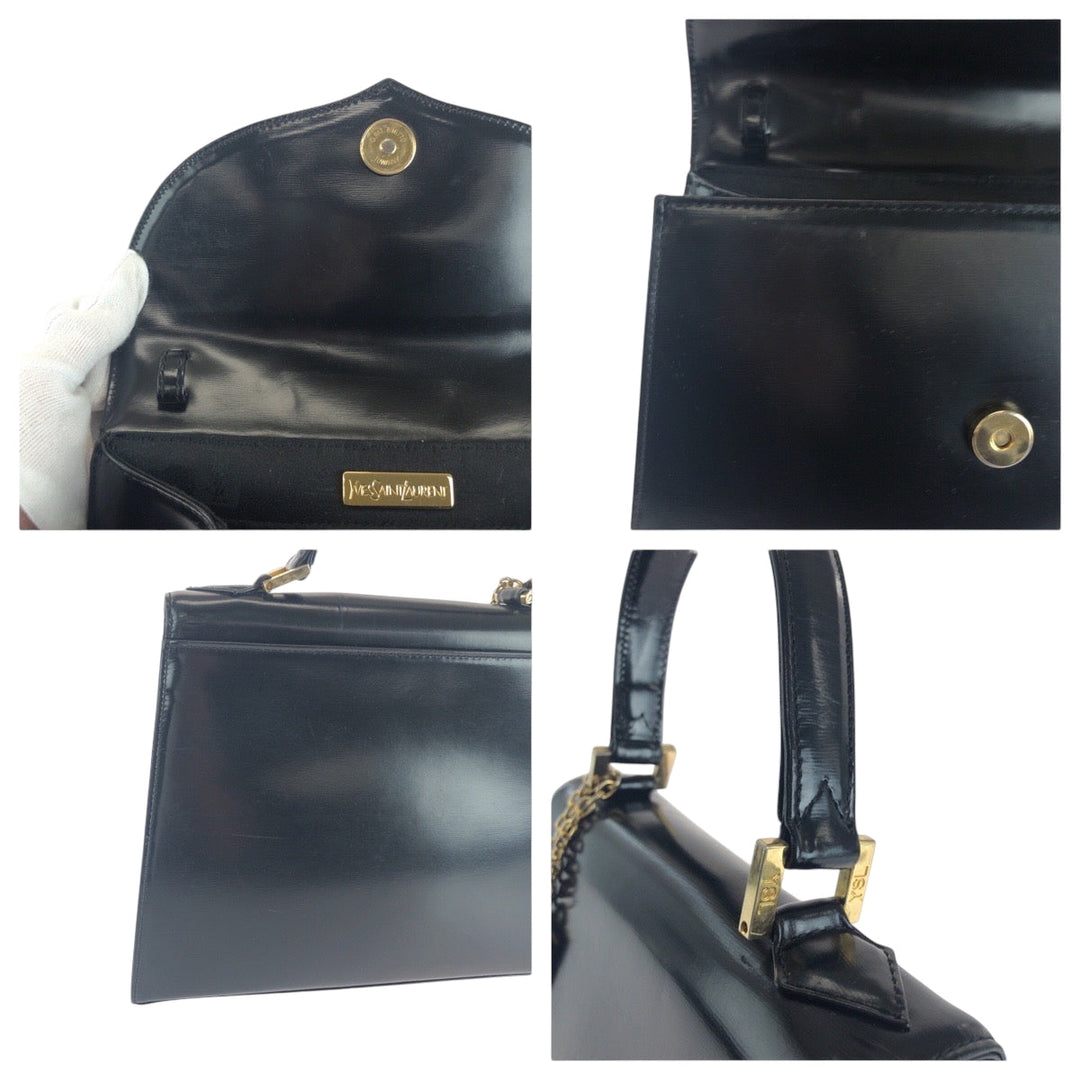 Yves Saint Laurent Handbag leather black Logo charm