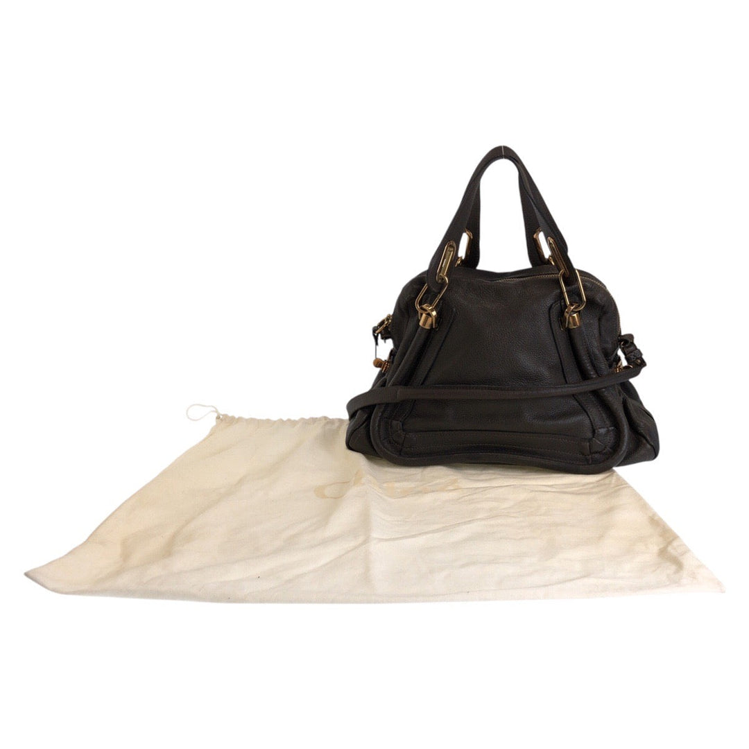 Chloe Handbag leather Brown Gold Metal Paraty