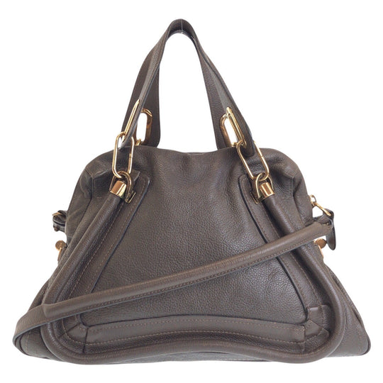 Chloe Handbag leather Brown Gold Metal Paraty