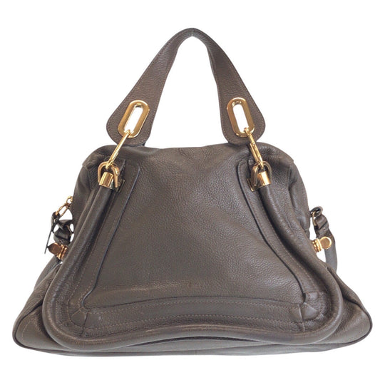 Chloe Handbag leather Brown Gold Metal Paraty