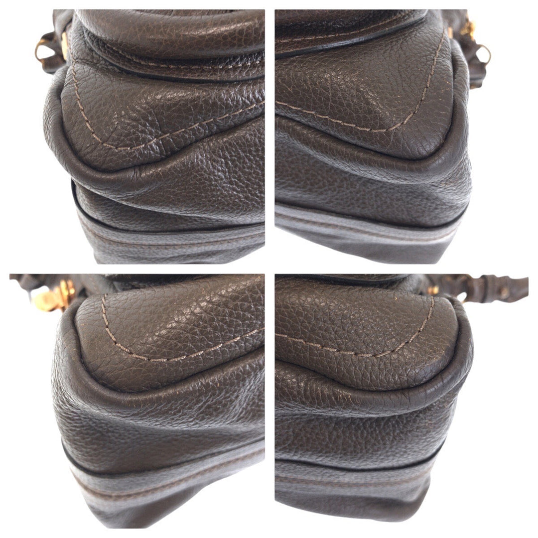 Chloe Handbag leather Brown Gold Metal Paraty