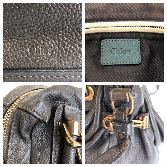 Chloe Handbag leather Brown Gold Metal Paraty
