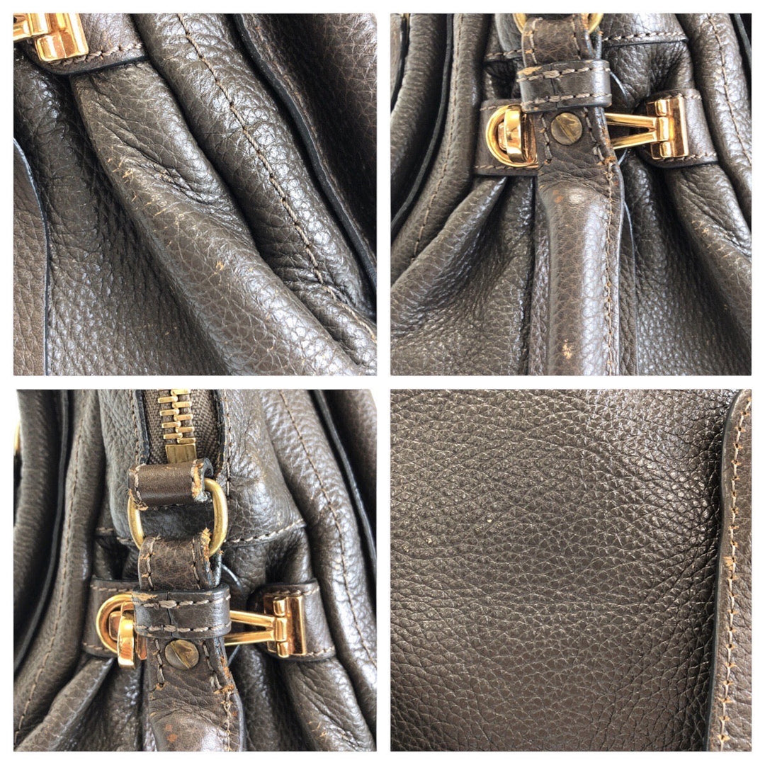 Chloe Handbag leather Brown Gold Metal Paraty