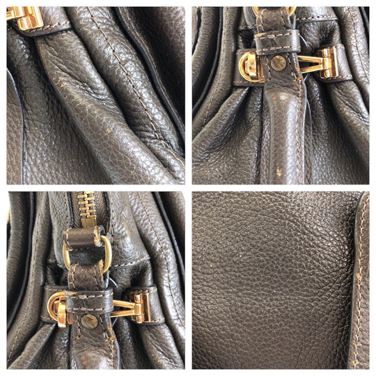 Chloe Handbag leather Brown Gold Metal Paraty
