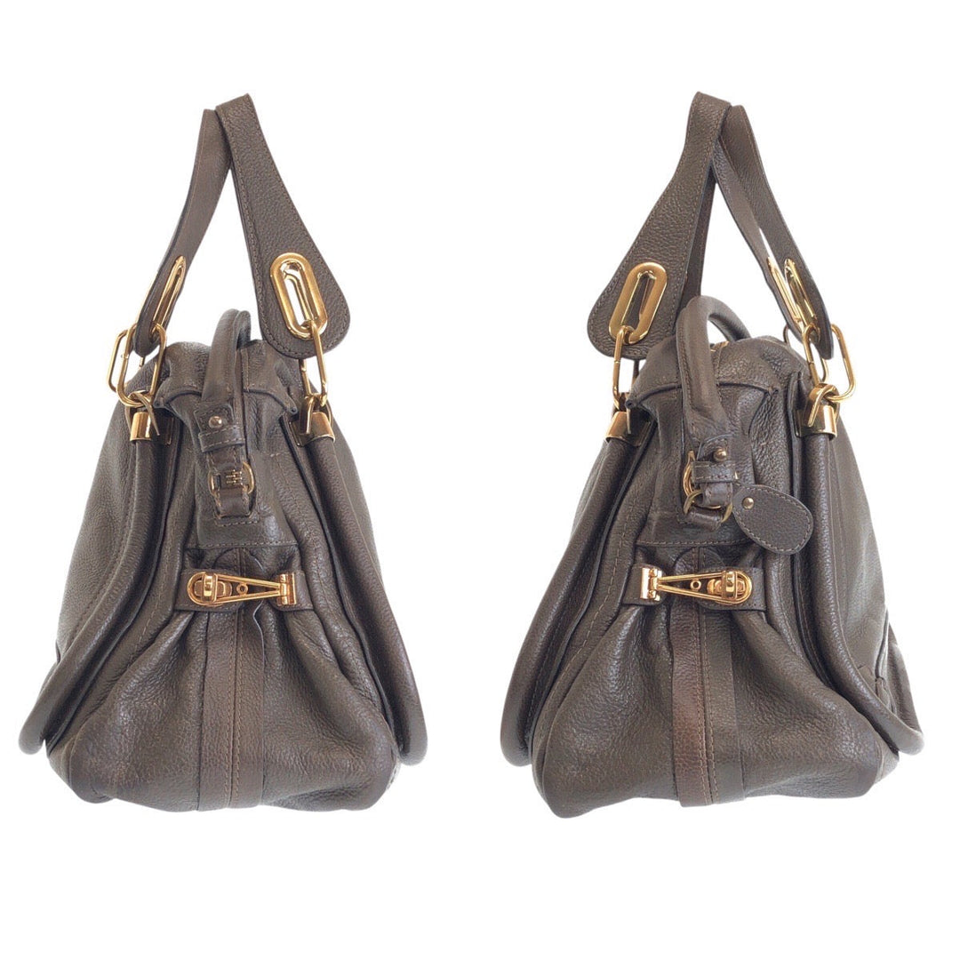 Chloe Handbag leather Brown Gold Metal Paraty
