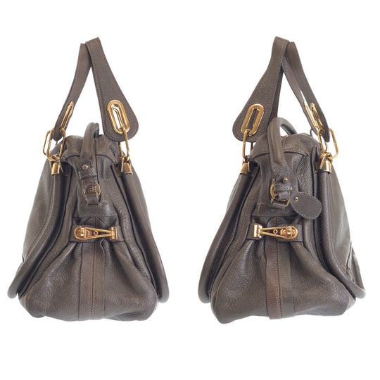 Chloe Handbag leather Brown Gold Metal Paraty