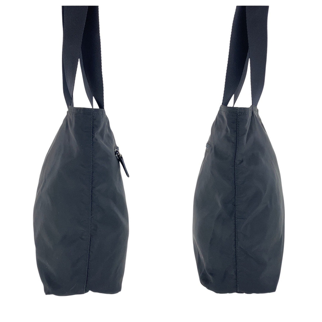 PRADA Tote Bag Nylon black Tote Bag Shoulder Bag Test Triangle With logo Women Used Authentic