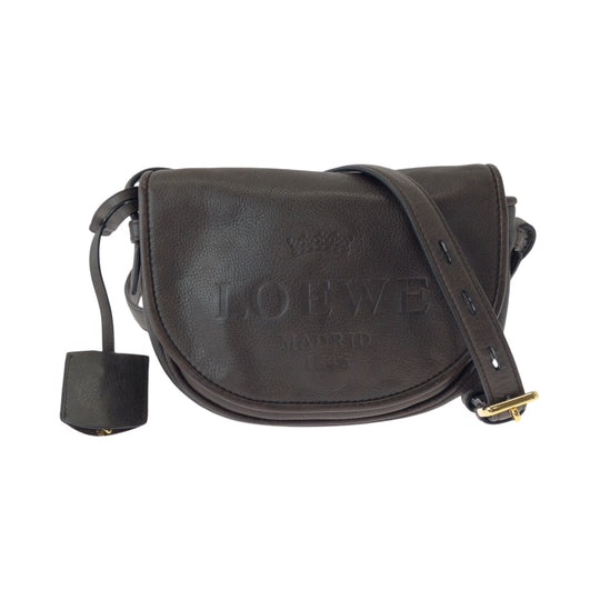 LOEWE Shoulder Bag leather Brown Heritage logo