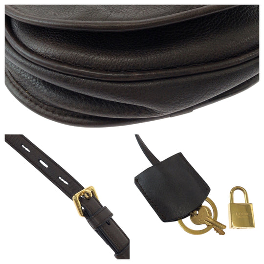 LOEWE Shoulder Bag leather Brown Heritage logo