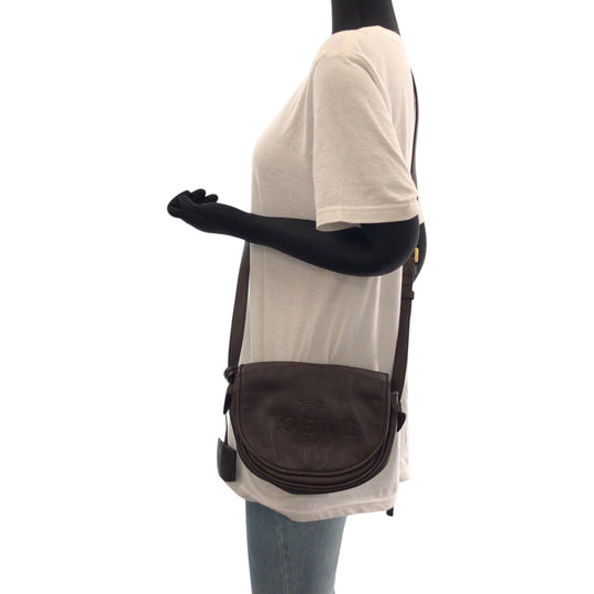LOEWE Shoulder Bag leather Brown Heritage logo