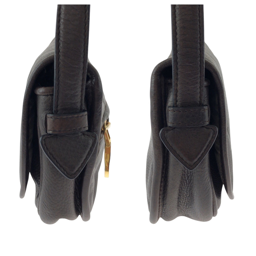 LOEWE Shoulder Bag leather Brown Heritage logo