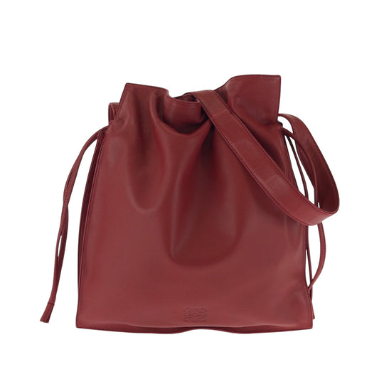 LOEWE Shoulder Bag leather Red Silver Metal anagram flamenco