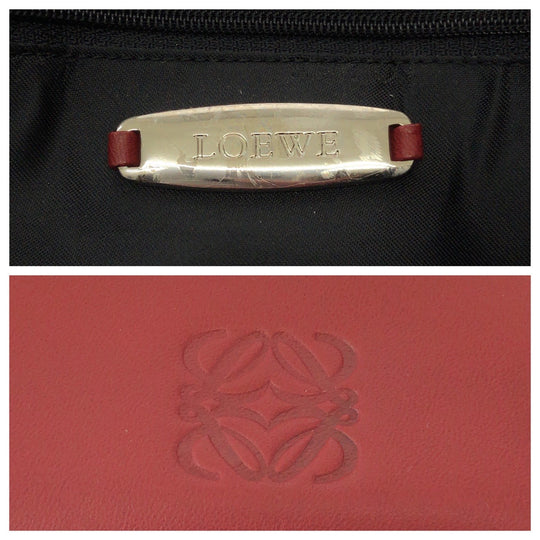 LOEWE Shoulder Bag leather Red Silver Metal anagram flamenco
