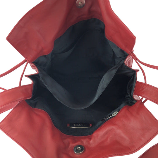 LOEWE Shoulder Bag leather Red Silver Metal anagram flamenco