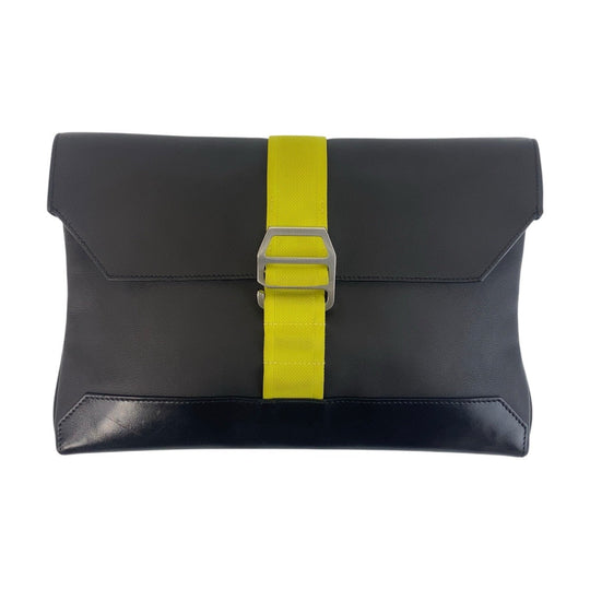 HERMES Clutch bag leather black City slide