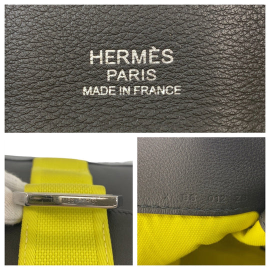 HERMES Clutch bag leather black City slide