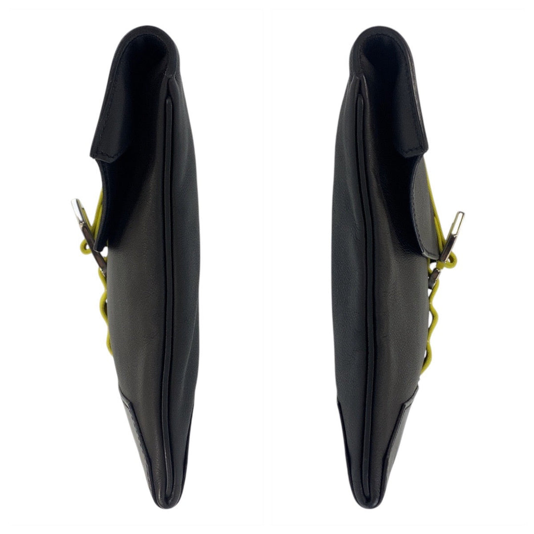 HERMES Clutch bag leather black City slide