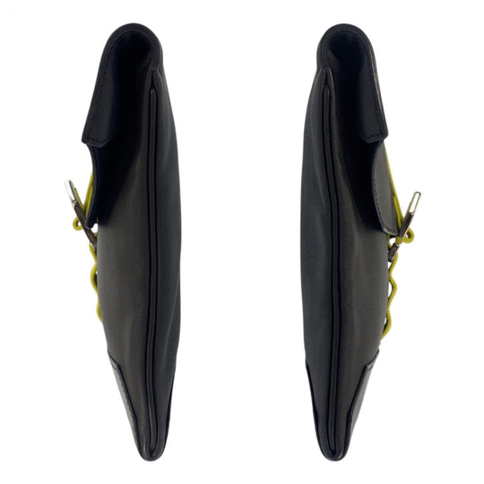 HERMES Clutch bag leather black City slide