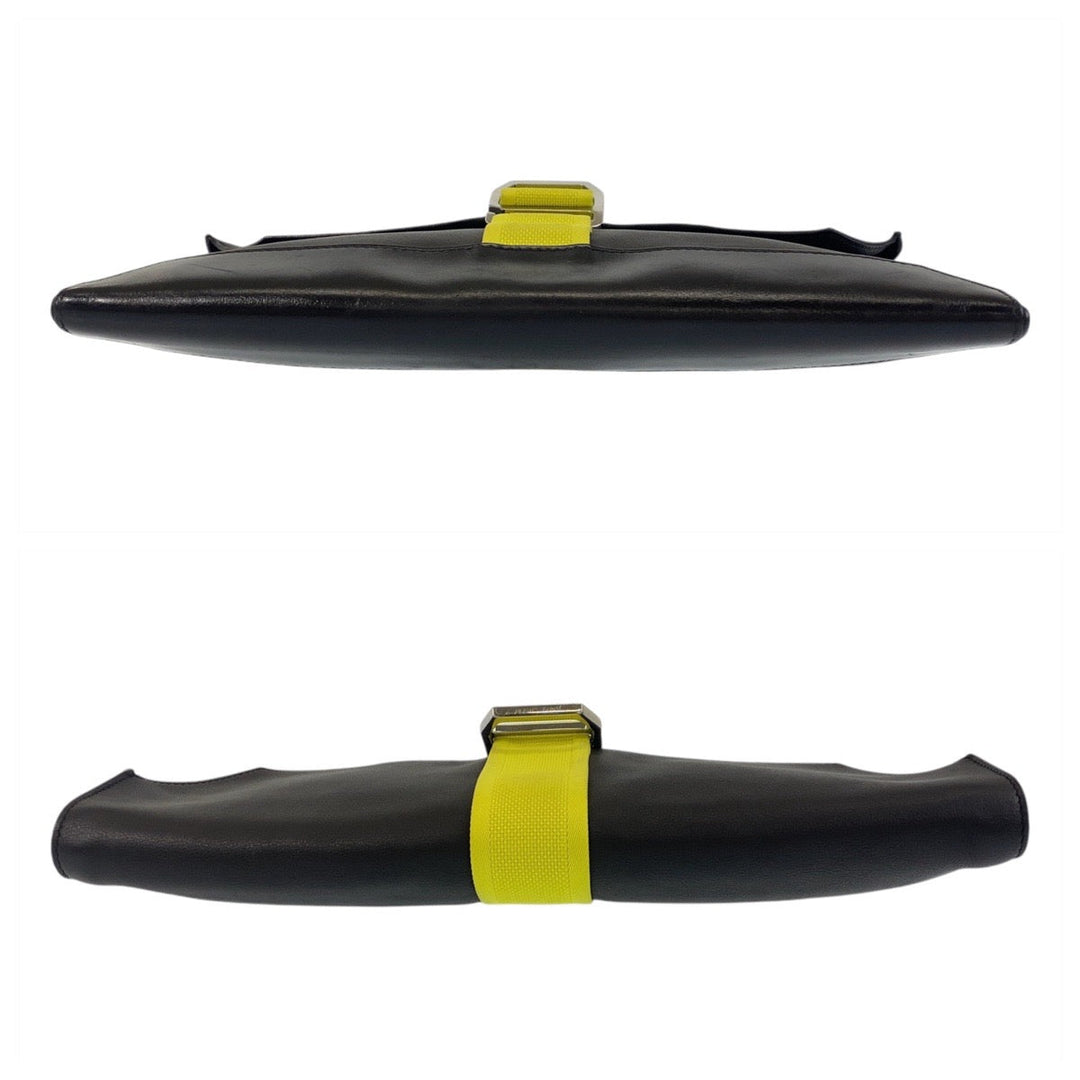 HERMES Clutch bag leather black City slide