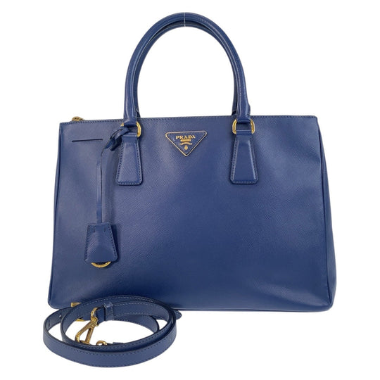 PRADA Tote Bag leather blue Safiano Galleria