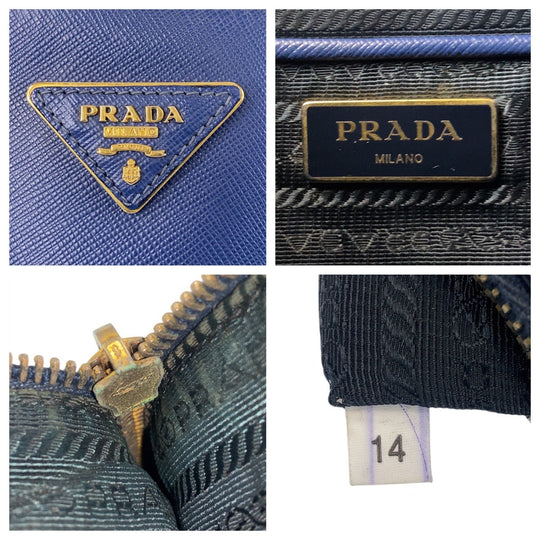 PRADA Tote Bag leather blue Safiano Galleria