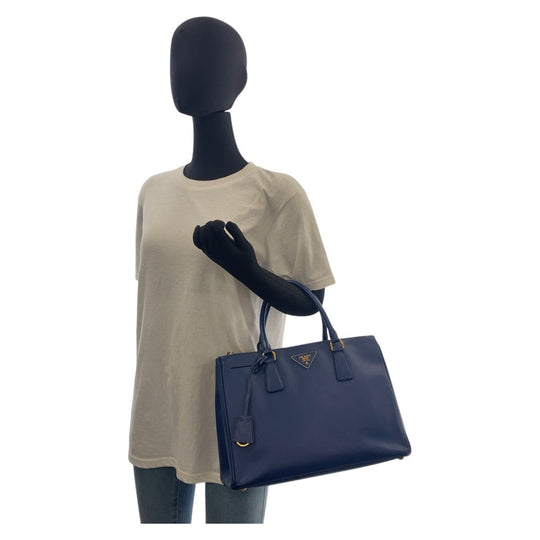 PRADA Tote Bag leather blue Safiano Galleria