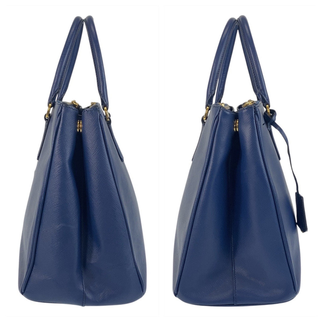 PRADA Tote Bag leather blue Safiano Galleria