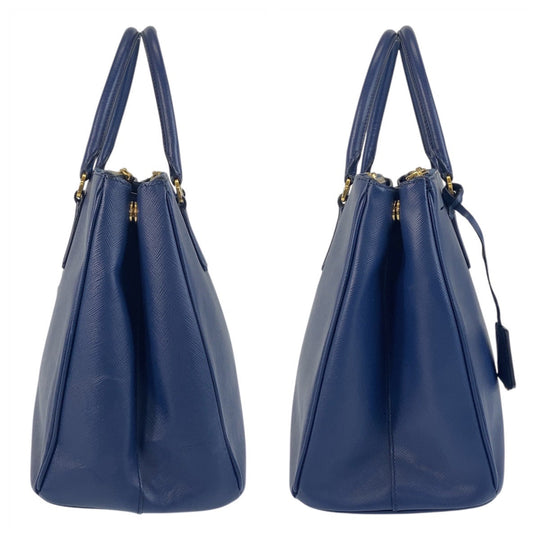 PRADA Tote Bag leather blue Safiano Galleria