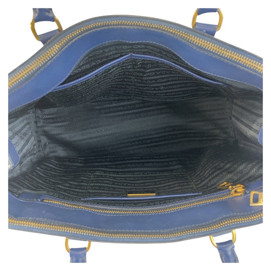 PRADA Tote Bag leather blue Safiano Galleria
