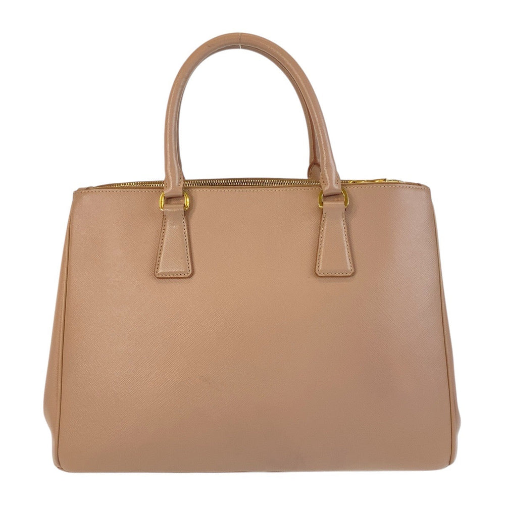 PRADA Tote Bag leather beige Safiano Triangle With logo