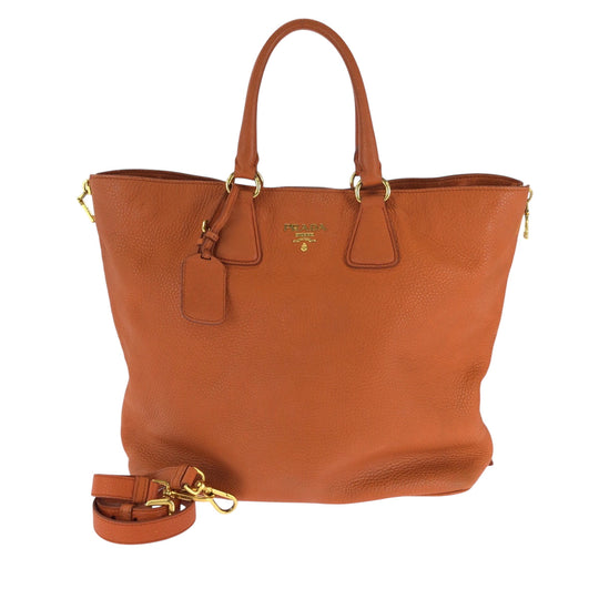 PRADA Tote Bag BN1713 leather Orange GoldMetal Vitterodino logo