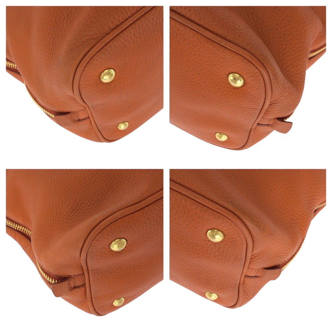 PRADA Tote Bag BN1713 leather Orange GoldMetal Vitterodino logo