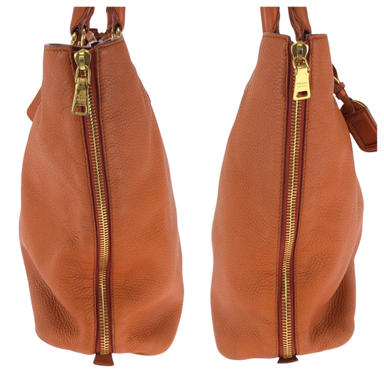 PRADA Tote Bag BN1713 leather Orange GoldMetal Vitterodino logo