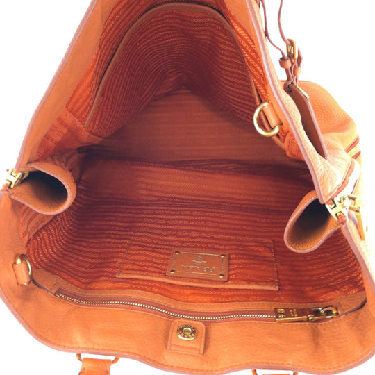 PRADA Tote Bag BN1713 leather Orange GoldMetal Vitterodino logo
