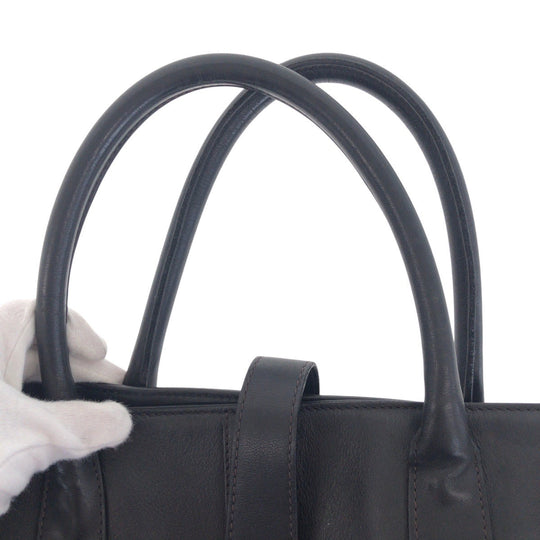 CHANEL Tote Bag leather black COCO Mark Turnlock