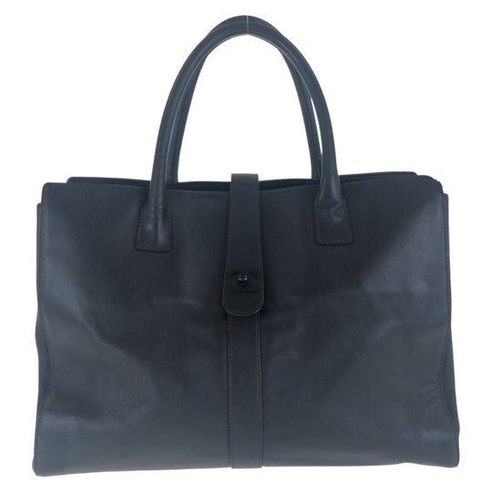 CHANEL Tote Bag leather black COCO Mark Turnlock